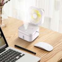 Plastic 3 in 1 LED lighted USB magic cube fan with mist spray humidifier