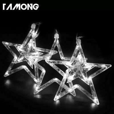 Led String Lights, Star Curtain Lights,110V 3M(W)x2M(H) Cold White Decor 12 Stars 138 LEDs Window Icicle DIY Lighting